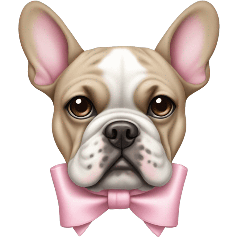 French bulldogue with pastel pink bow emoji