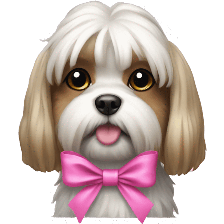 shitzu dog with a pink ribbon emoji