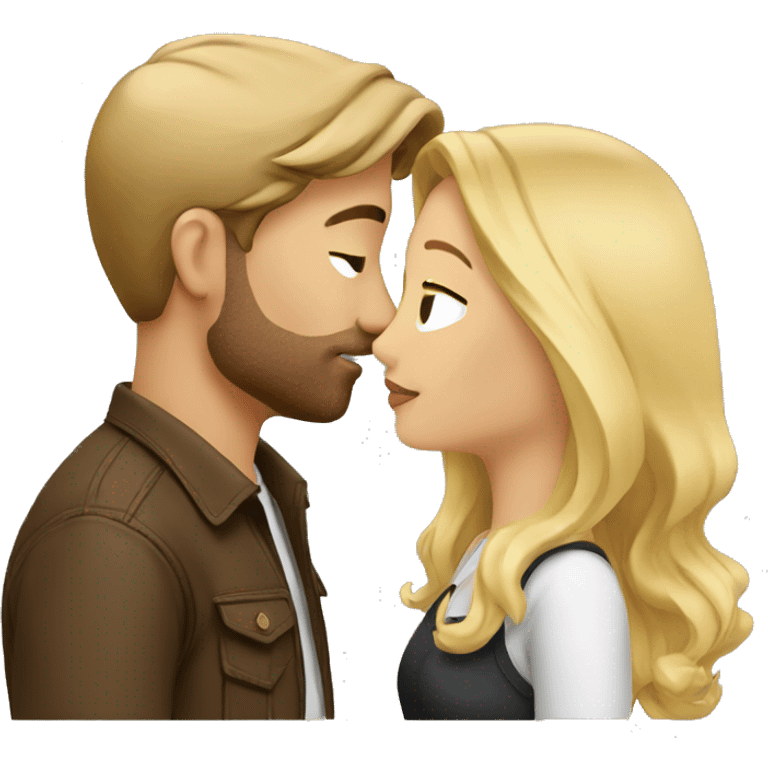 romantic outdoor couple kiss,, he has BROWN hair, she has blonde Hair emoji