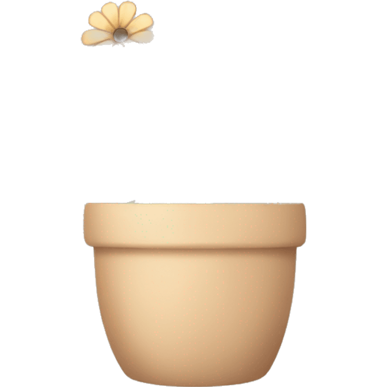 there is a pot in pastel brown flowers and a fern in it emoji