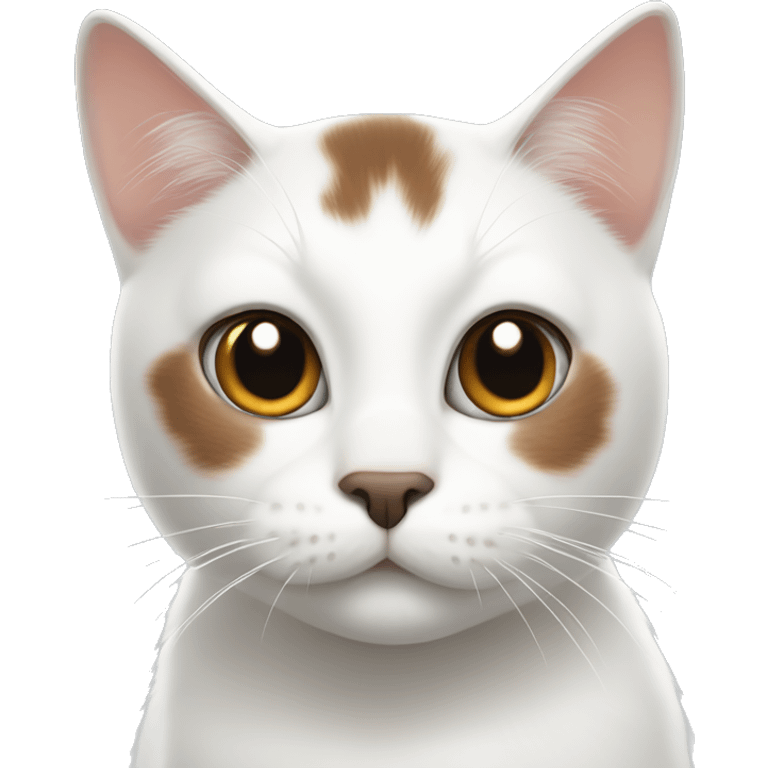 White cat with brown and black spot on head emoji