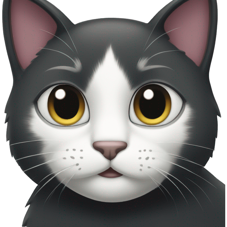 black cat with a white chin and white paws emoji