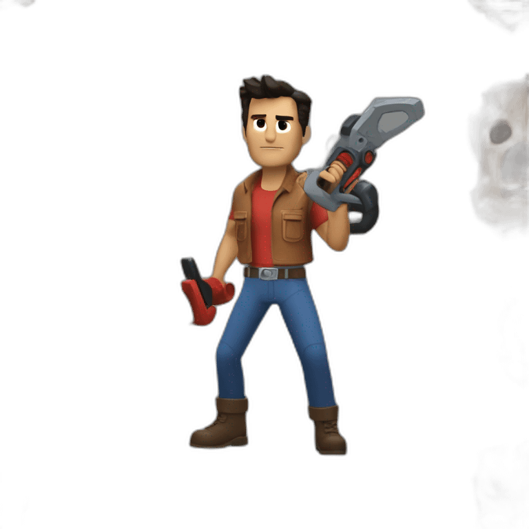 Ash Williams with a chainsaw hand emoji