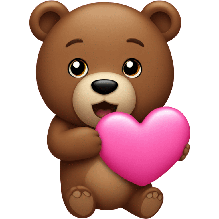 Brown bear with pink heart emoji