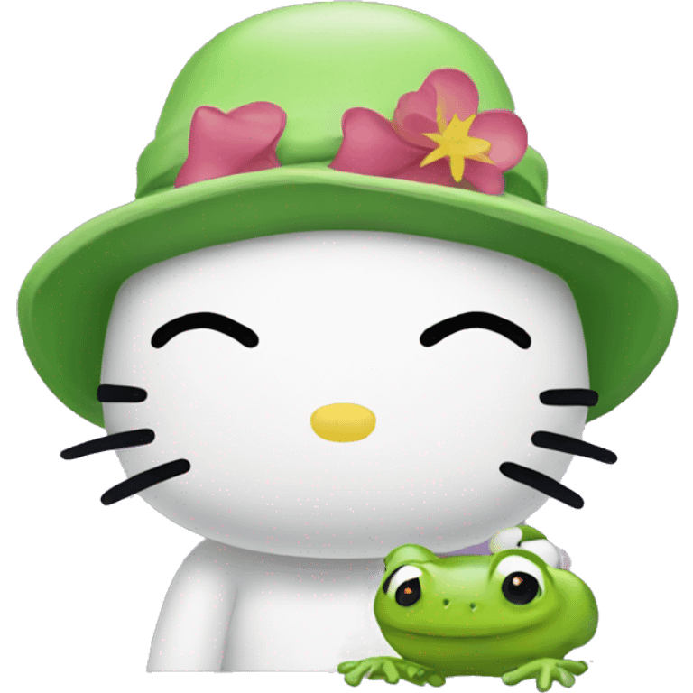 Hello kitty with frog hat  emoji