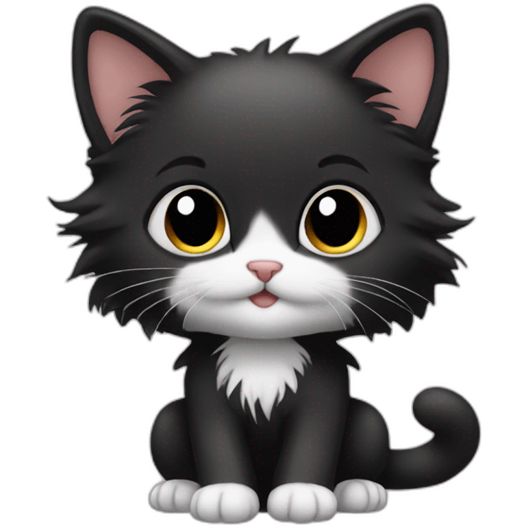 small long hair kitten black emoji