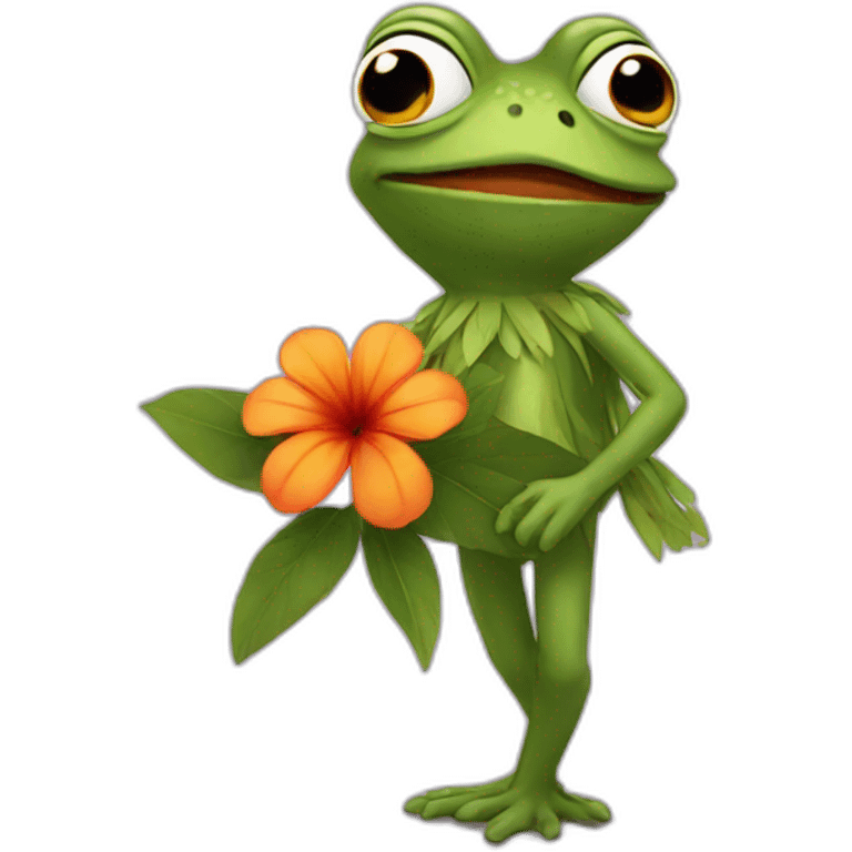 pepe with flower emoji