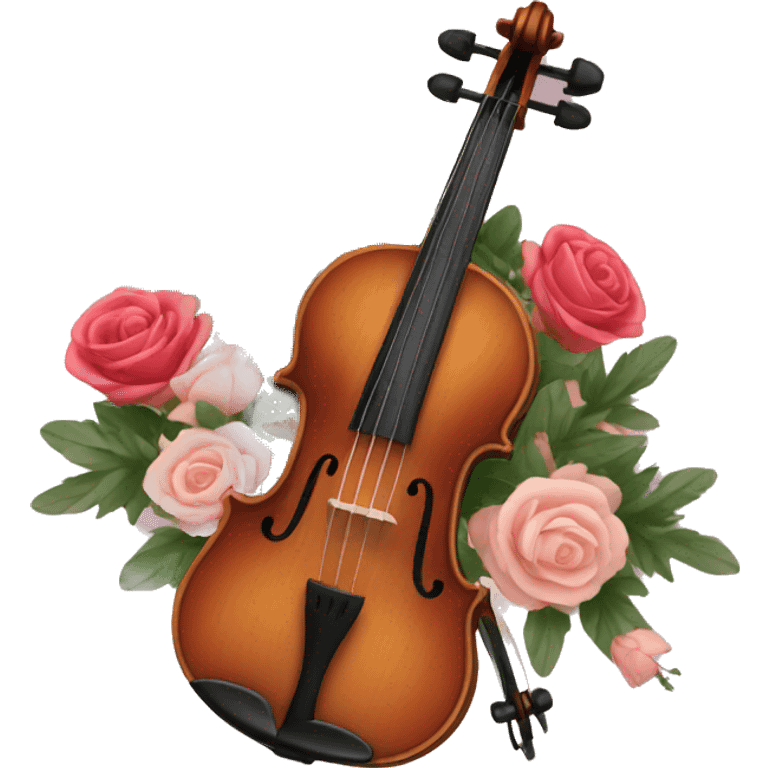 Flowers Violin with roses and wreath of pine needles emoji