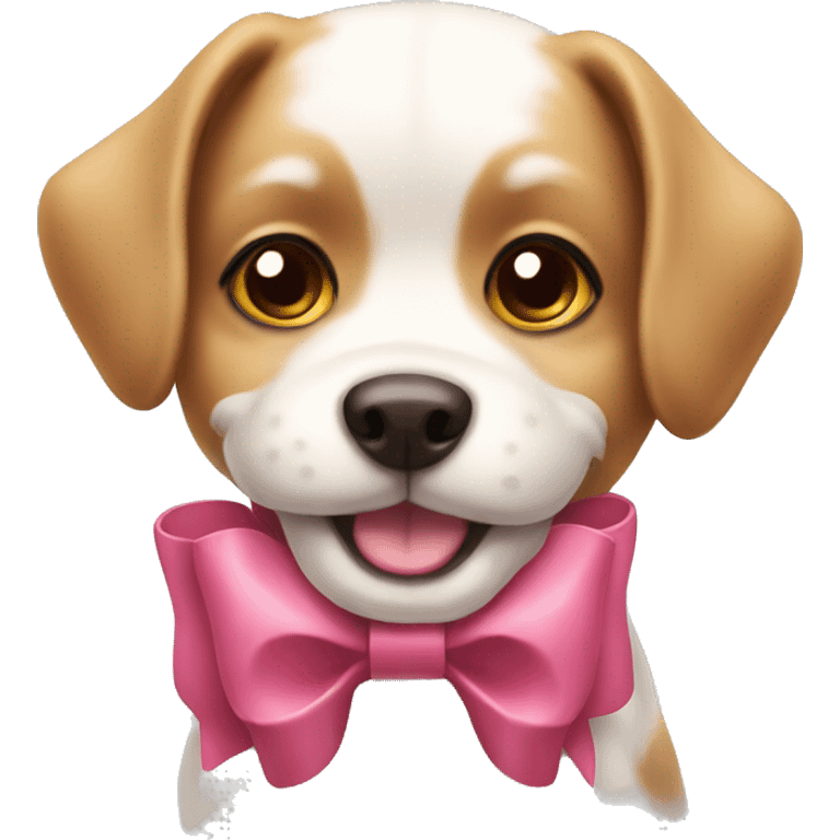 Cute dog with a little bow  emoji