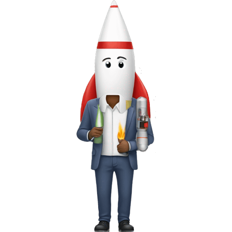 a man holding an rocket emoji