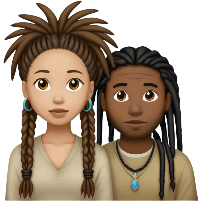 black guy with dreads and filipino girl couple emoji