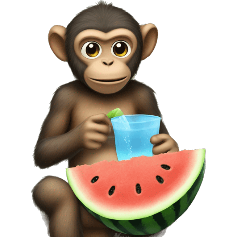 Monkey eating water melon while in jail emoji