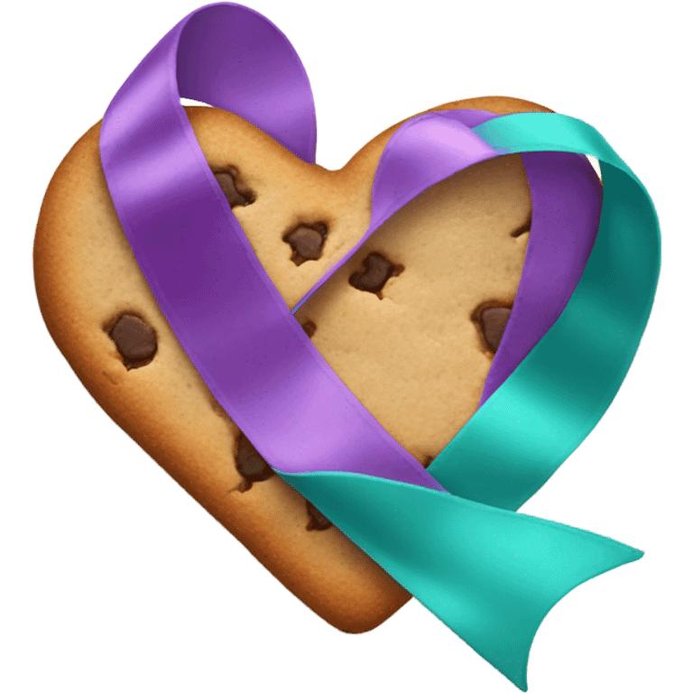 Cookie heart with teal purple support ribbon emoji