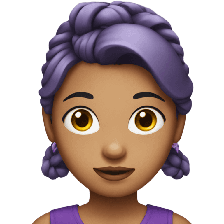 a girl with tied hair wear a purple dress emoji