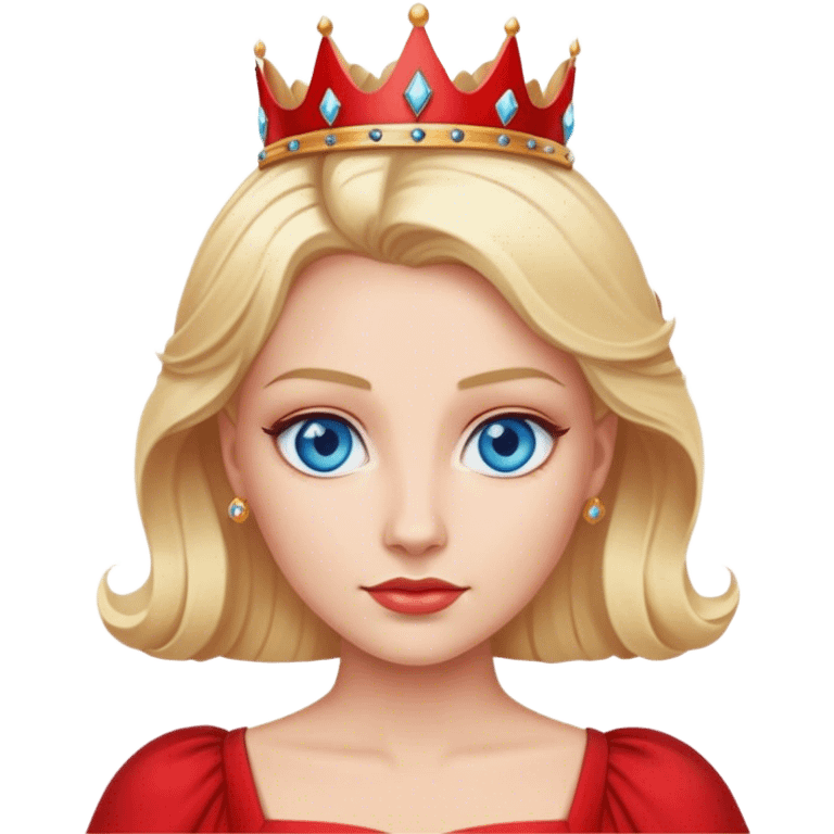 blonde queen blue eyes, red dress emoji