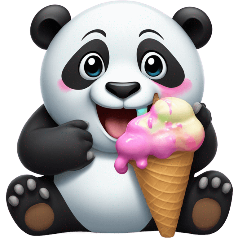 Panda eating ice cream emoji