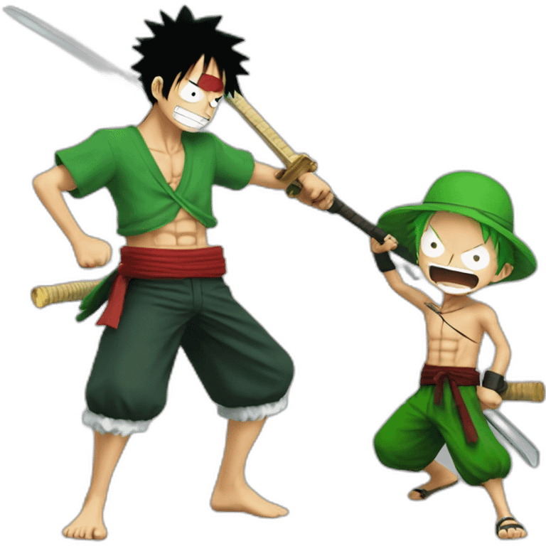 Luffy and Zoro fight emoji