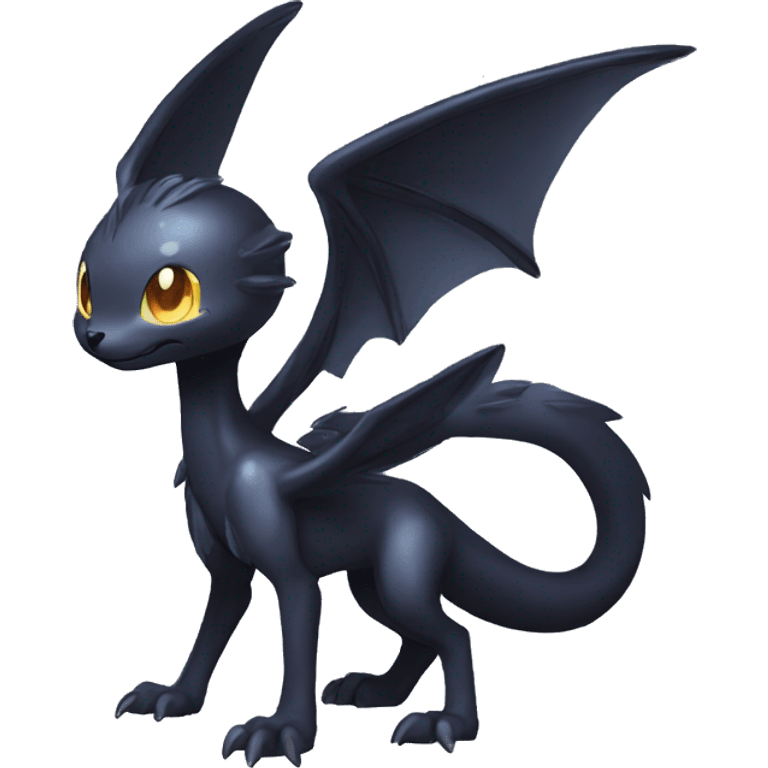 Cute cool shiny fantasy dark-shadow-themed animal hybrid Fakemon full body emoji