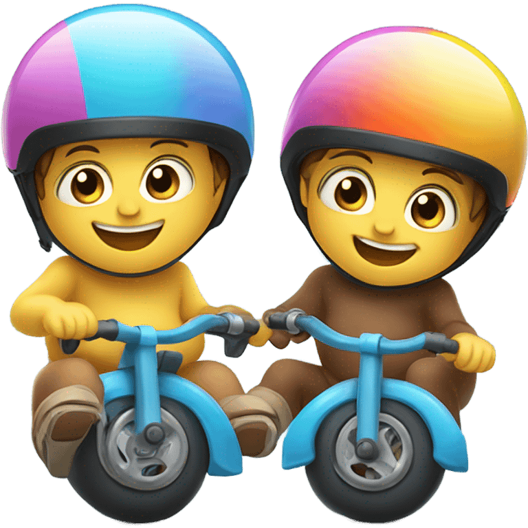 Twin babies riding bike emoji