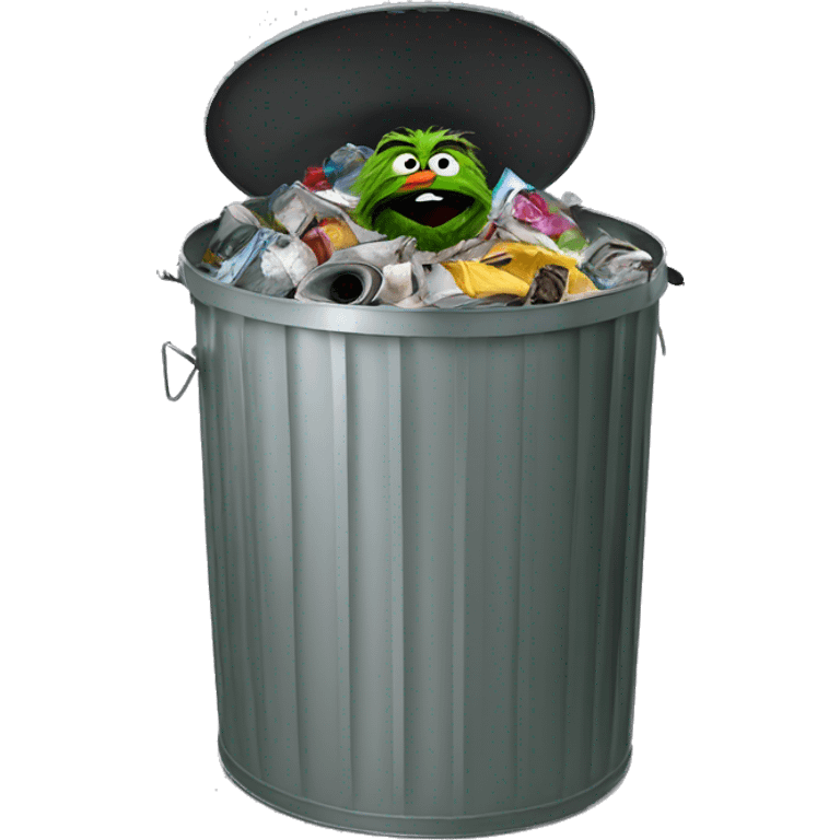 oscar the grouch inside metal trash can emoji