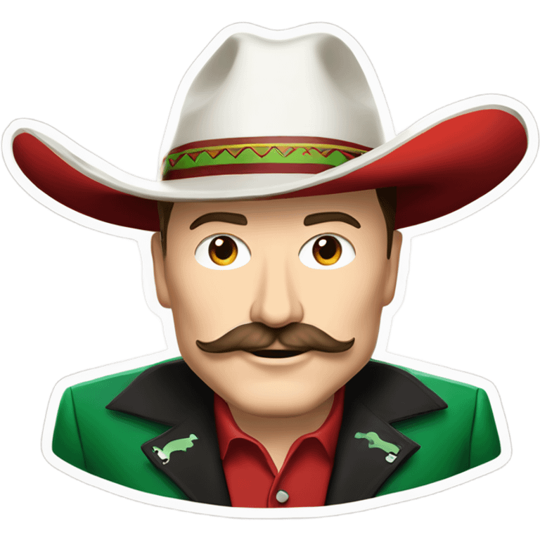  Elon musk eloncho with big mustache and black sombrero mexican hat and Tesla logo red green white Mexican shirt Tesla symbol token emoji