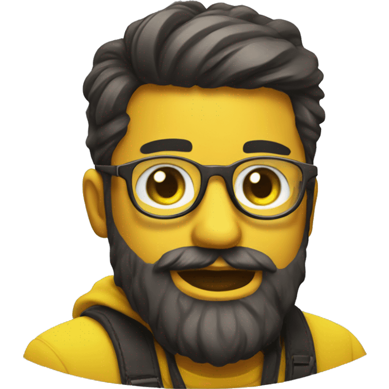 Streamer with beard and yellow glasses saying hello chat emoji