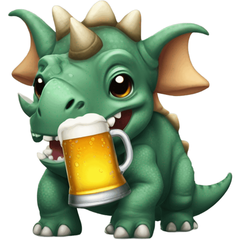 Triceratops drinking a beer emoji