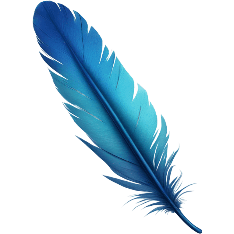 Realistic blue feather emoji