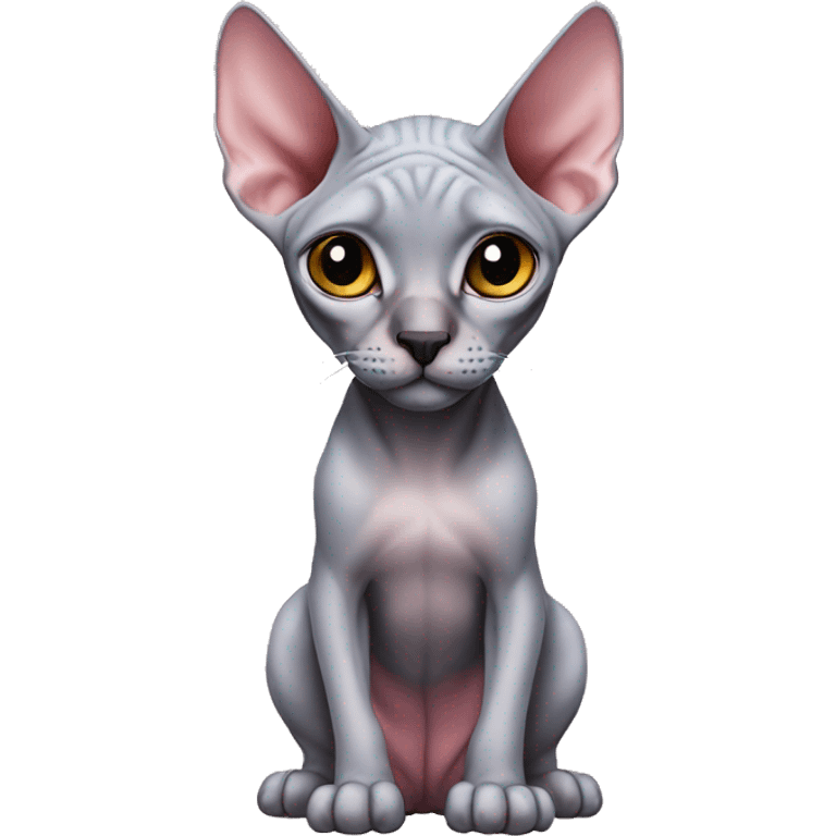 Pink with grey canadian sphynx cat blue eyes and black nose  emoji