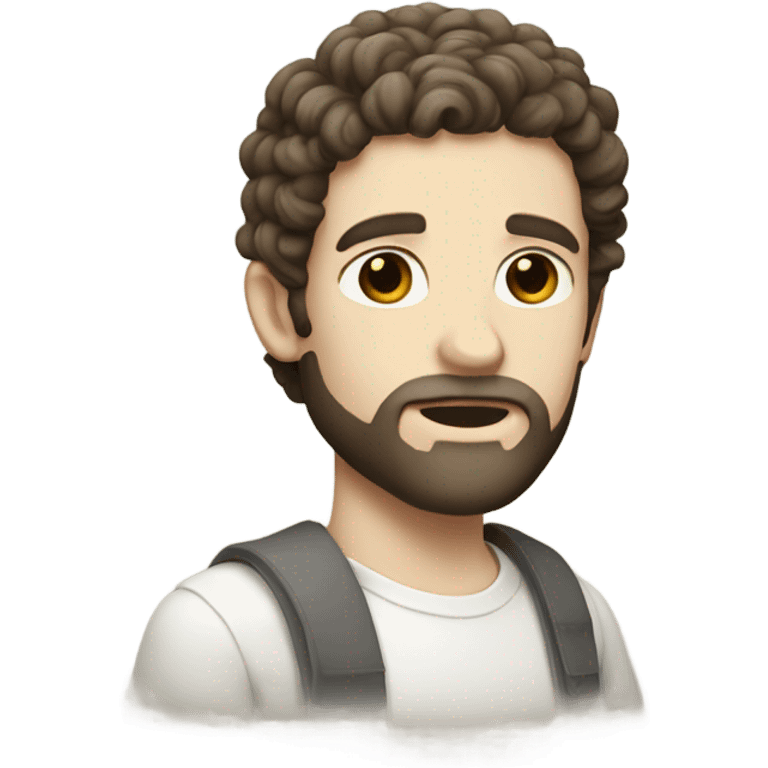 pale man with curly short dark brown hair and beard emoji