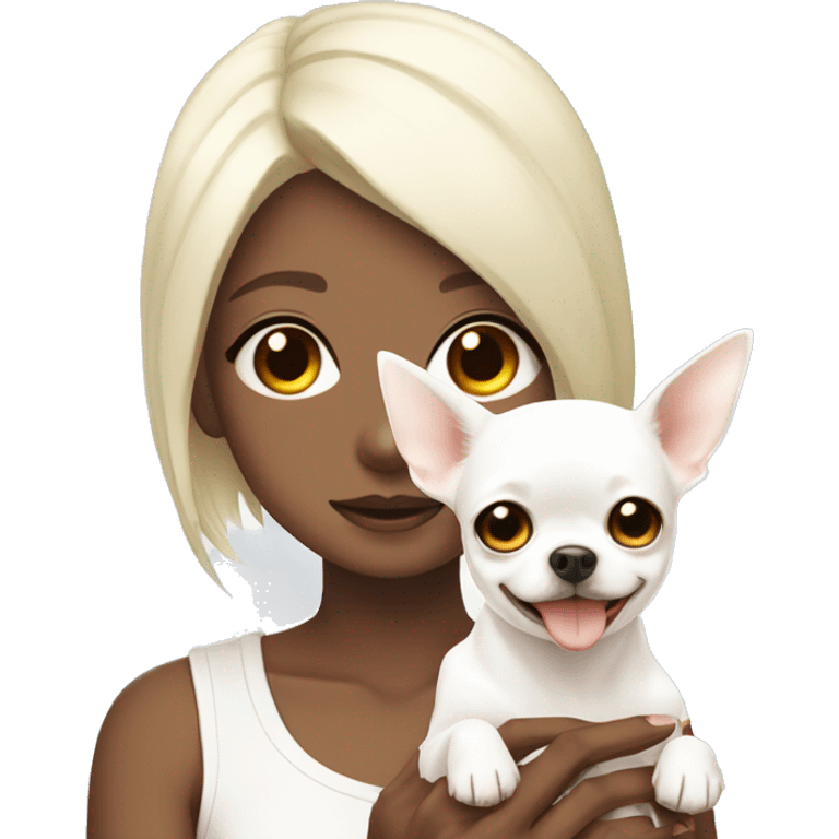 Cute anime girl and his white chihuahua emoji