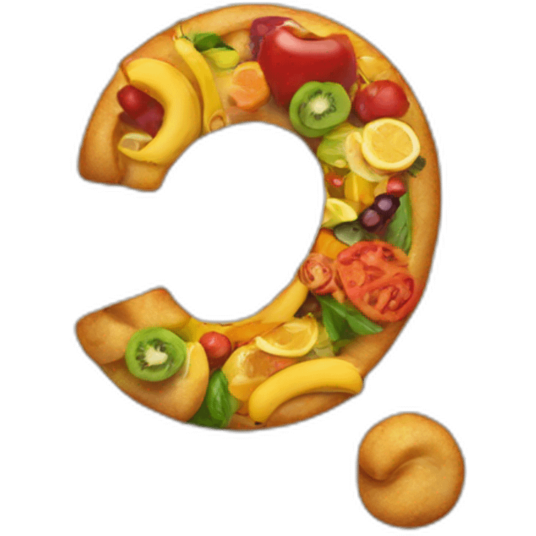 A QUESTION MARK MADE OF FOOD emoji