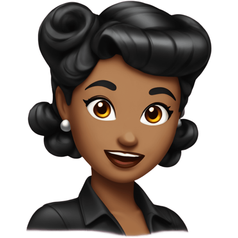 pin-up brown woman with black hair victory rolls style emoji