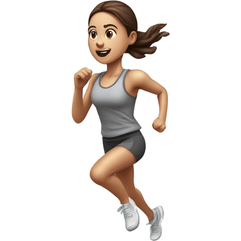 Full hyperrealistic pencil drawing of athletic girl with brown hair doing cardio on treadmill emoji