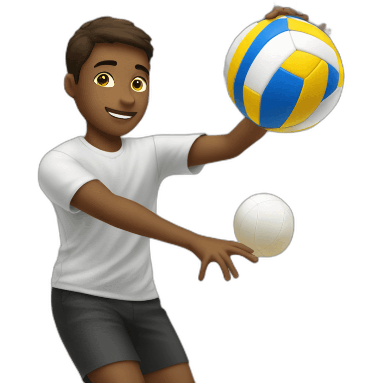 boy playing volleyball hitting the ball emoji