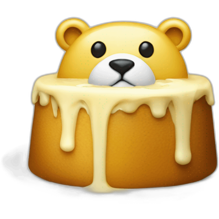 f Yellow bear with White nose and a flat body eating Pudding emoji