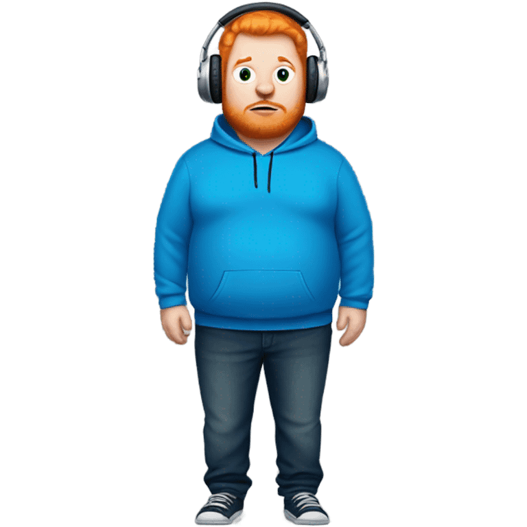 Fat ginger man with blue hoodie who’s VERY FAT and who plays games with headphones emoji