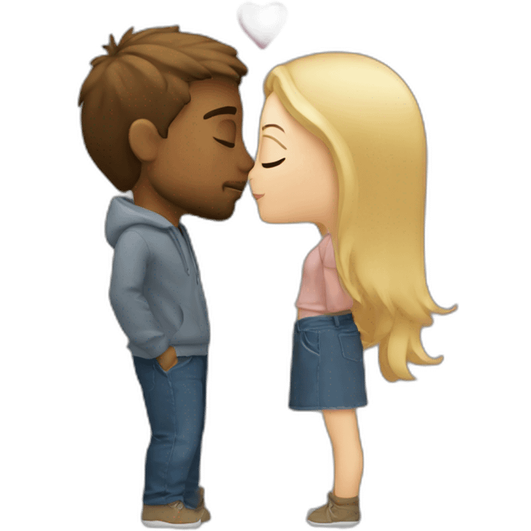 Brown hair boyfriend kisses his blond girlfriend emoji