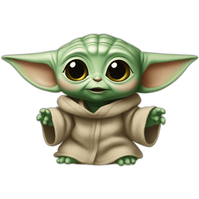 Baby Yoda saludando mano arriba emoji