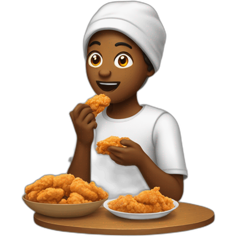 slave eating fried chicken emoji