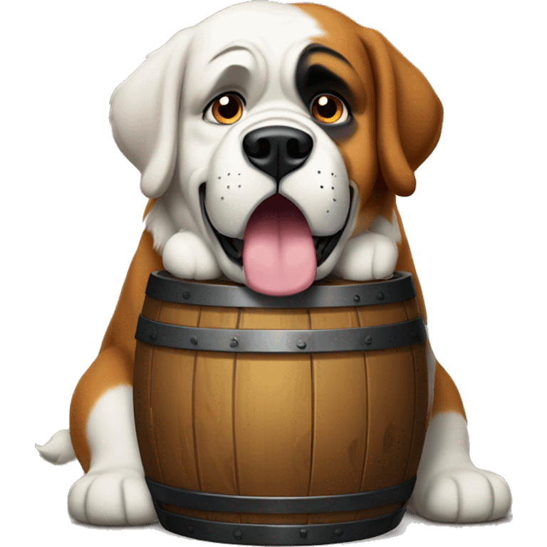 St Bernard with whiskey barrel around neck emoji