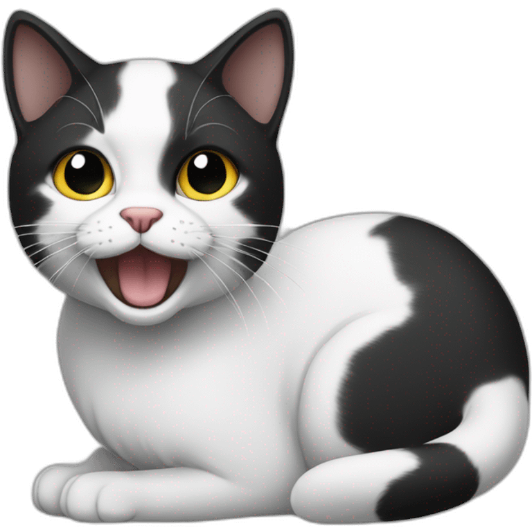 one cat black and white and onde cat full back emoji