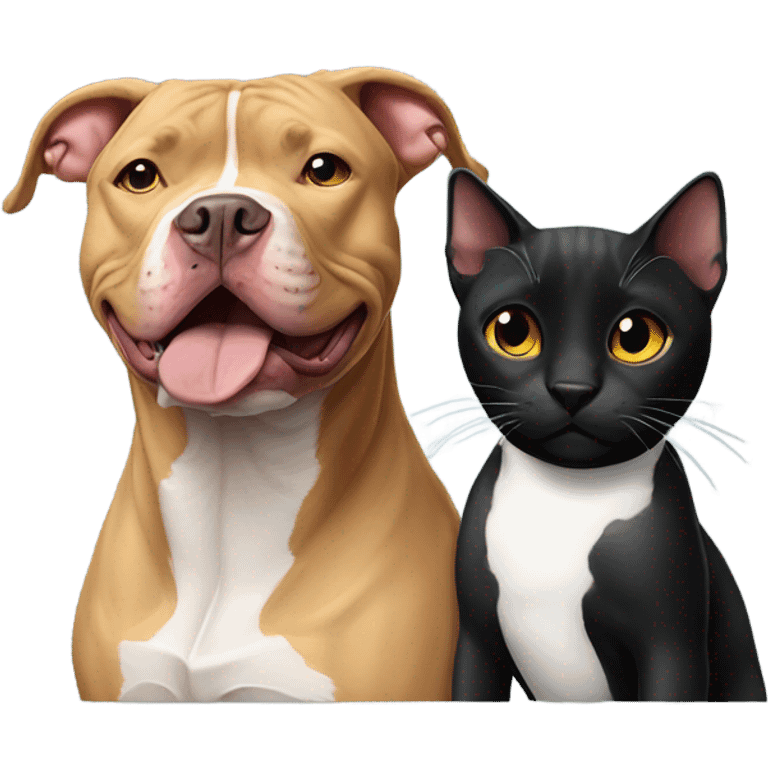 Pit bull and black cat emoji