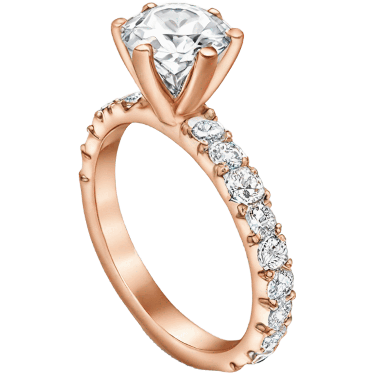 Rose gold engagement ring with round diamond emoji