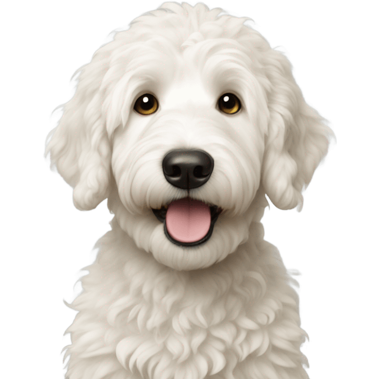 Almost white golden doodle happy  emoji