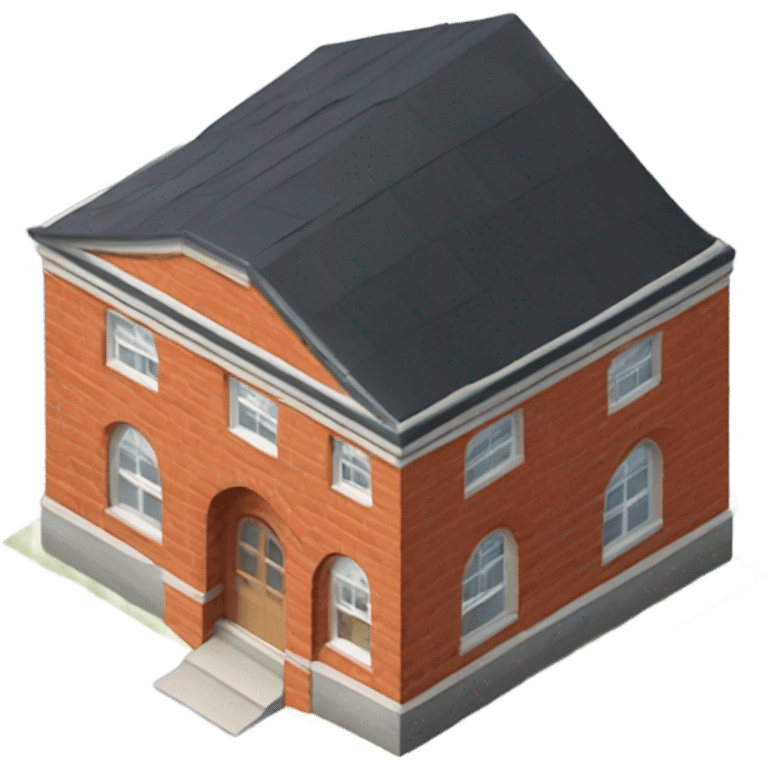 isometric red brick curved roof building emoji