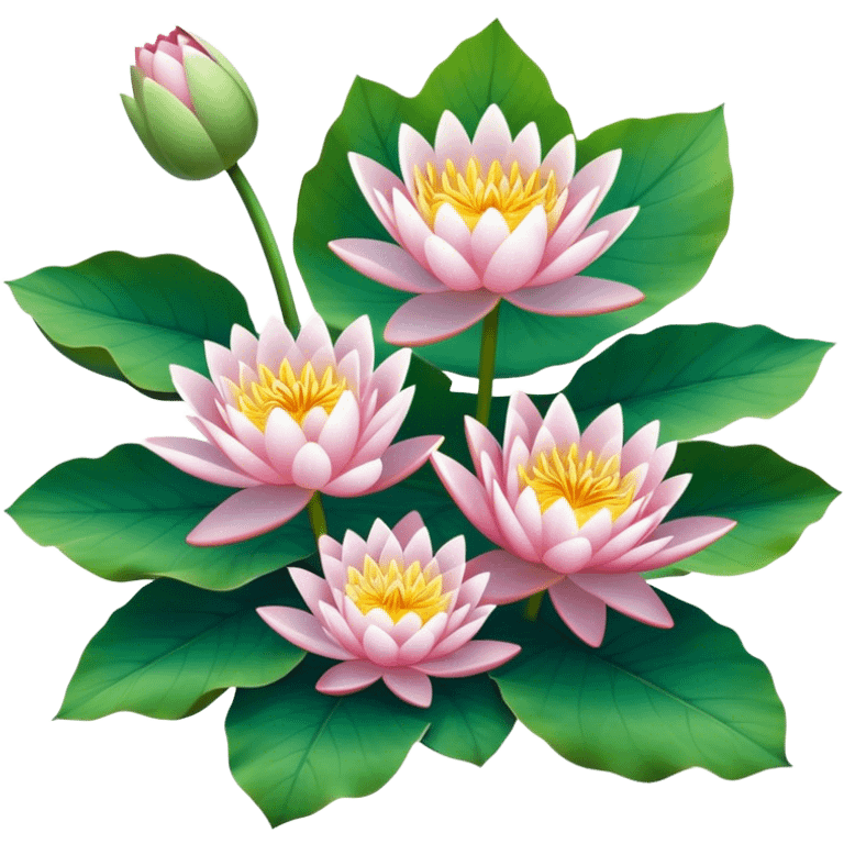 big bouquet Water Lily, stem, Water Lily leaf emoji