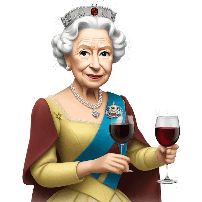 Queen elizabeth holding glass of wine emoji