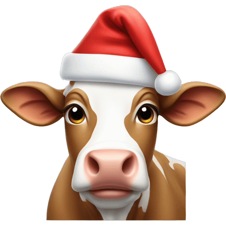 Cow wearing Santa hat emoji