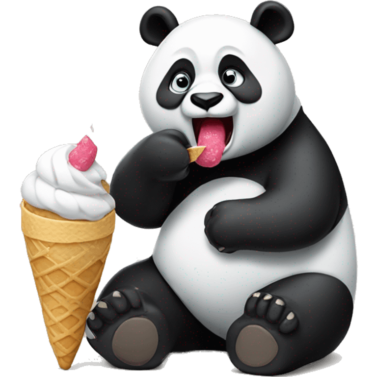 Panda eating ice cream emoji